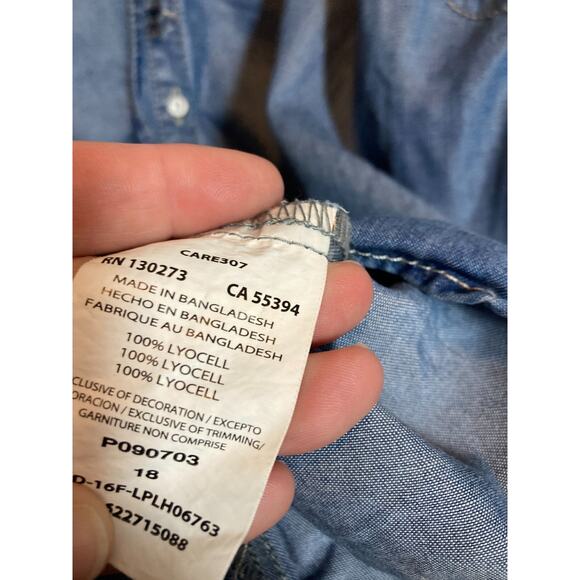 Lee‎ Platinum Label Shirt Dress Womens 18 Chambray Blue Full Button Front Midi - Picture 16 of 16